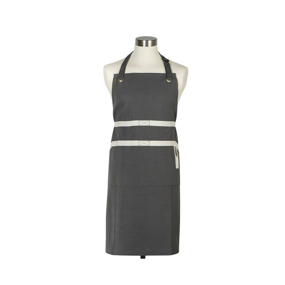 Le Creuset 100% Cotton Chefs Bibbed Adult Apron Flint Gray Grey NEW